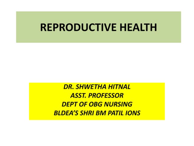 REPRODUCTIVE HEALTH CONCEPT OF HEALTH AND PRIMARY HEALTH CARE | PPT