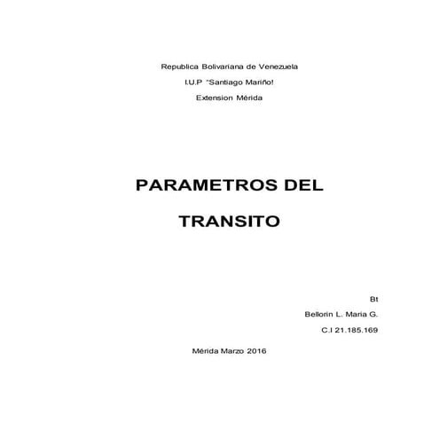 PARAMETROS DEL TRANSITO