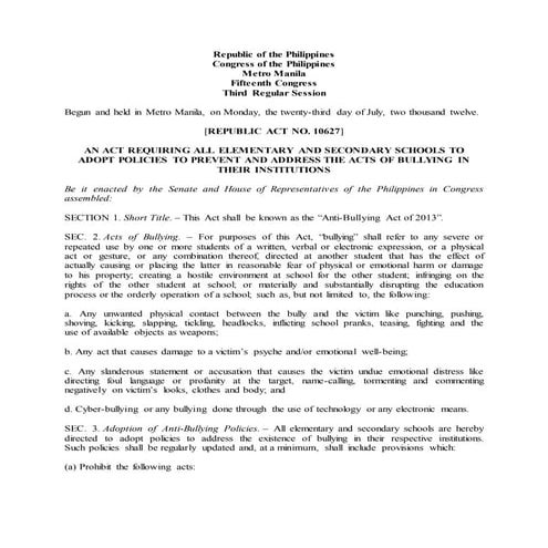 Republic act no. 10627