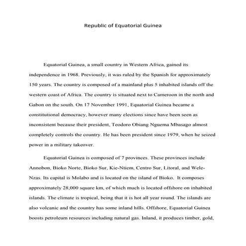Republic Of Equatorial Guinea Paper