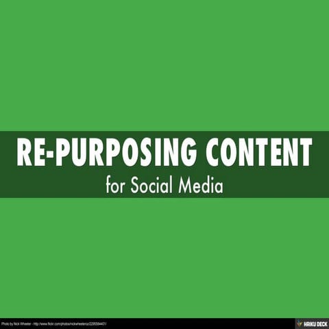 RE-PURPOSING Content for Social Media