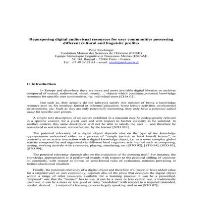 Repurposing digital audiovisual resources for user communities possessing dif...