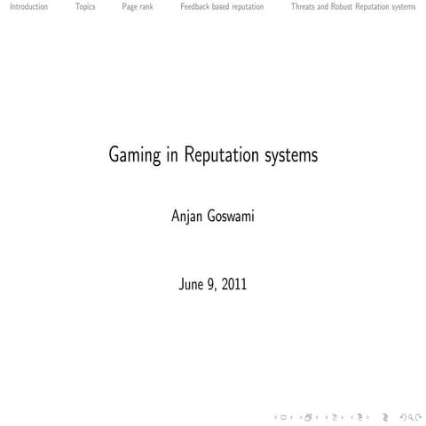 Reputation systems