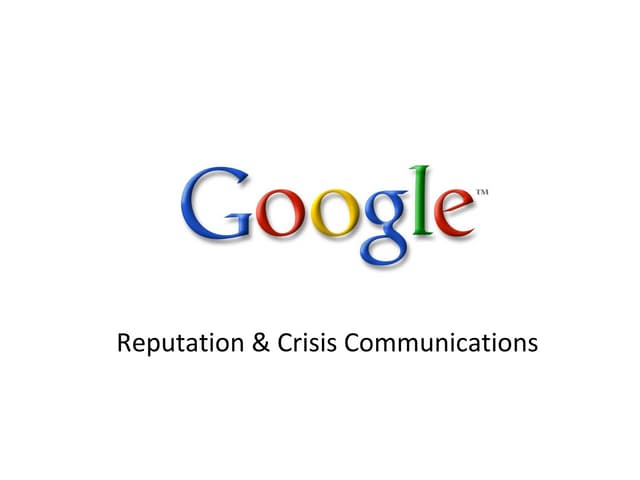 Reputation and Crisis Communication 2011