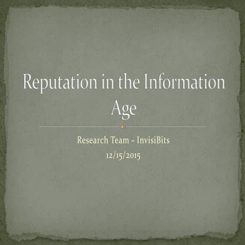 Reputation in the information age