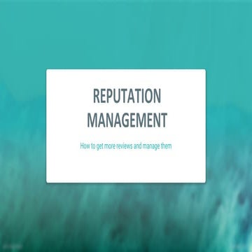 Reputation management 101