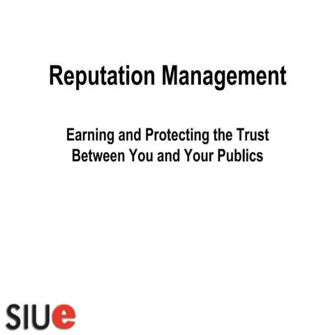 Reputation Management Model Southwestern Illinois Tourism Bureau