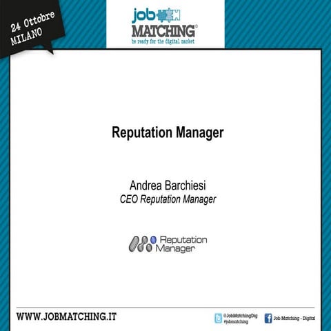 Elevator Pitch di Reputation Manager. A cura di Andrea Barchiesi