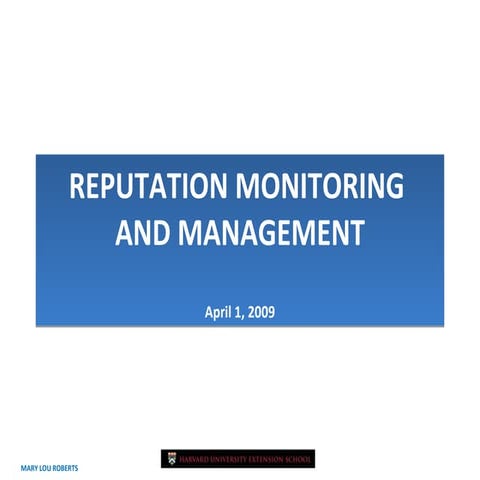 Reputation Monitoring And Management