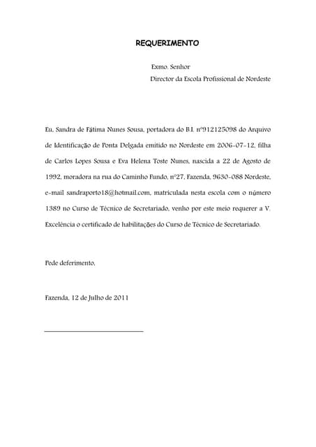 Modelo de requerimento MODELO DE REQUERIMENTO Solicitação de ...