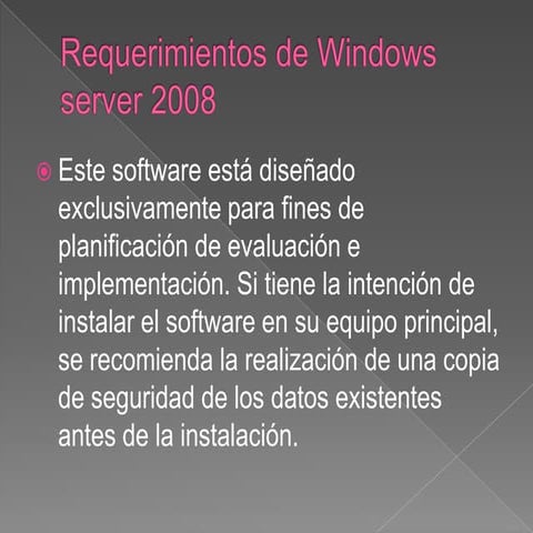 Requerimientos de windows server 2008
