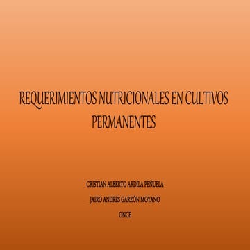 Requerimientos nutricionales en cultivos permanentes