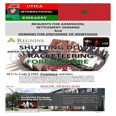 REQUEST FOR ADMISSION - DEMAND FOR DISCHARGE OF MORTGAGE (Regions Bank)