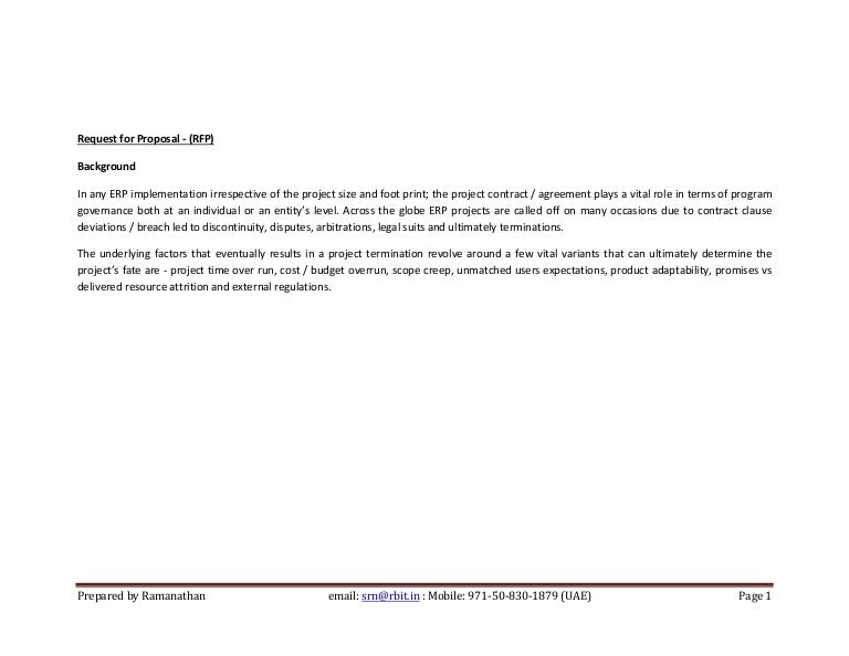 ERP Request For Proposal ERP Request For Proposal