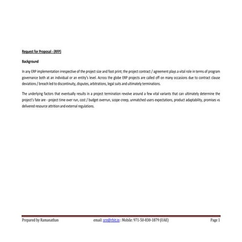 ERP - Request For Proposal