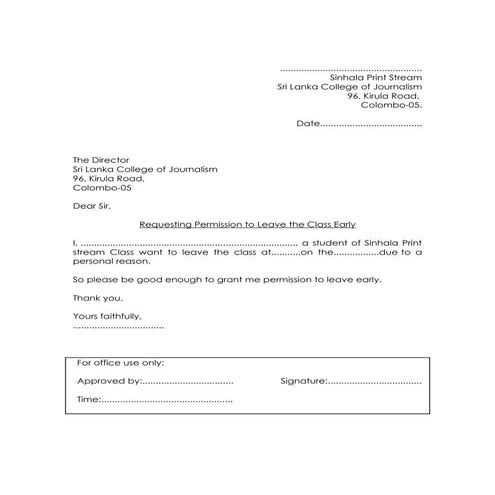 Requesting permission to leave the class early | PDF