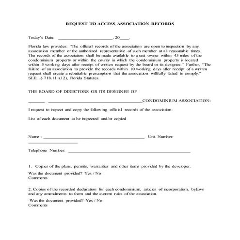 DBPR Request to access association records Template