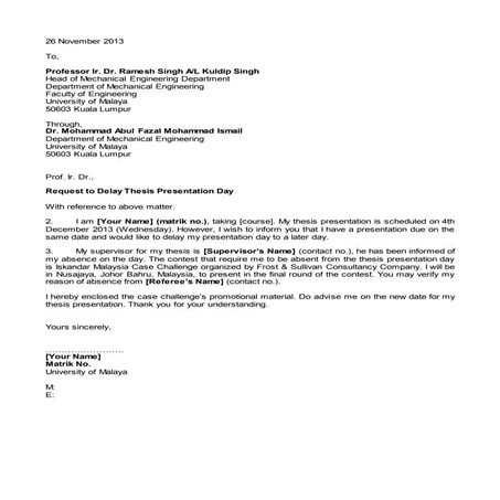 Sample_Request to Delay Presentation | DOCX