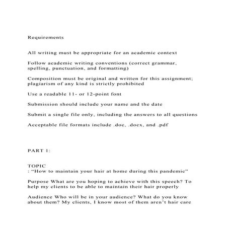 RequirementsAll writing must be appropriate for an academi.docx