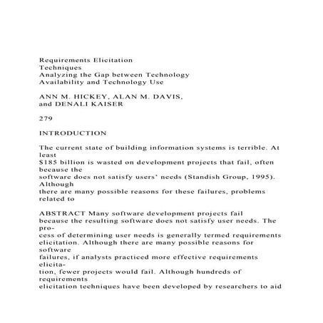 Requirements ElicitationTechniquesAnalyzing the Gap betwee.docx