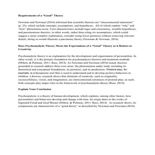 Requirements of a good theory