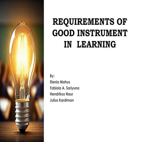 Characteristics of a good assessment tool | PPTX