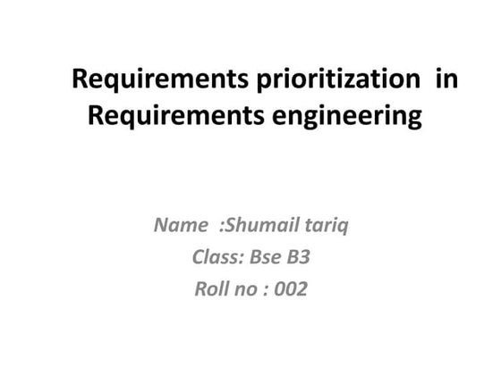 Requirements prioritization