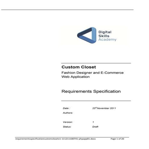Custom Closet Requirements Specification v1