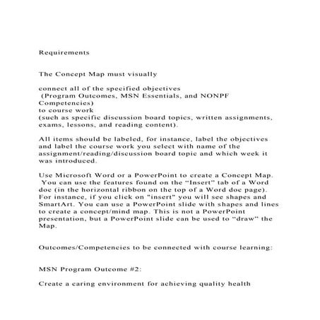 RequirementsThe Concept Map must visuallyconnect all o.docx