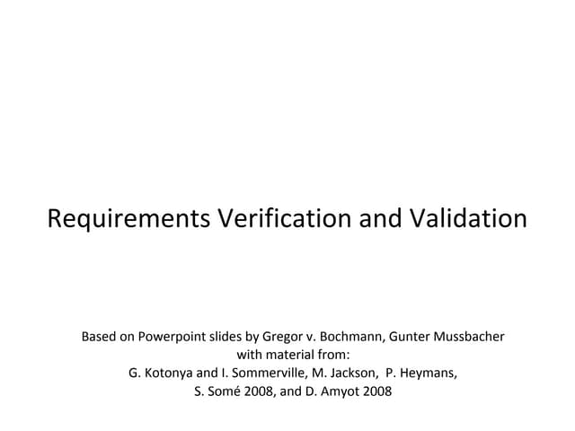 Requirement verification & validation
