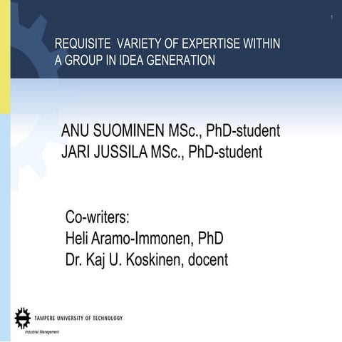 Requisite variety of expertise within a group in idea generation