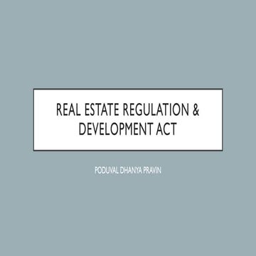 Real Estate & Regulation Act