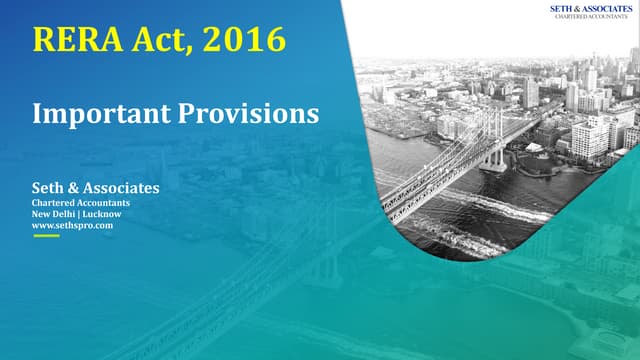 Important provisions about RERA