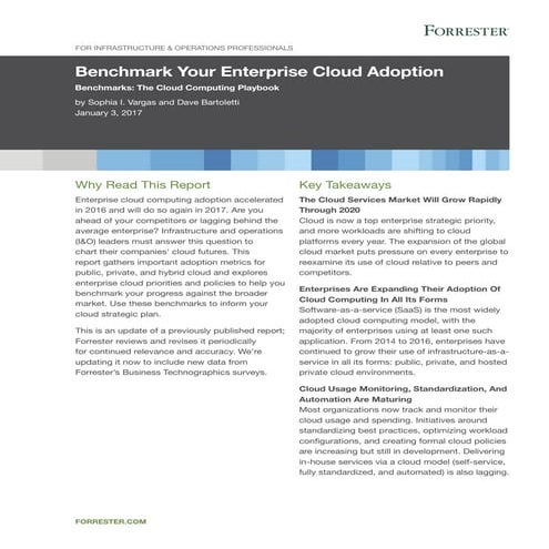 Benchmark Your Enterprise Cloud Adoption Benchmarks: The Cloud Computing Play...