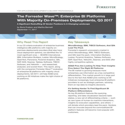 The Forrester Wave™: Enterprise BI Platforms With Majority On-Premises Deploy...