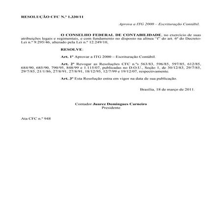 RESOLUÇÃO CFC N.º 1.330/11  
