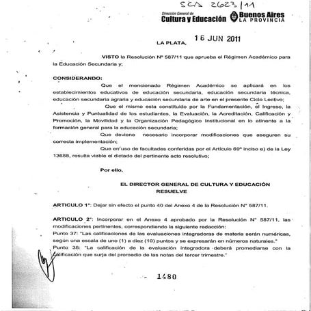 Res 1480 modificatoria res 587 regimen académico