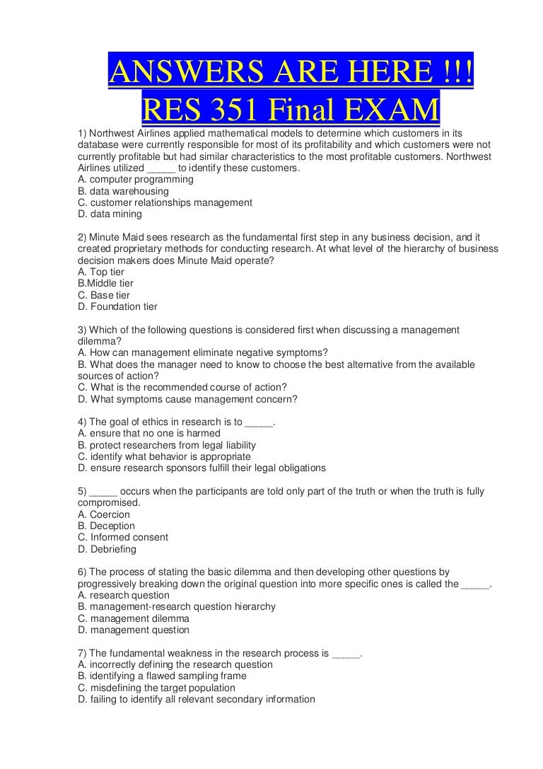 Res 351 final exam questions and correct answers 100% guaranteed#