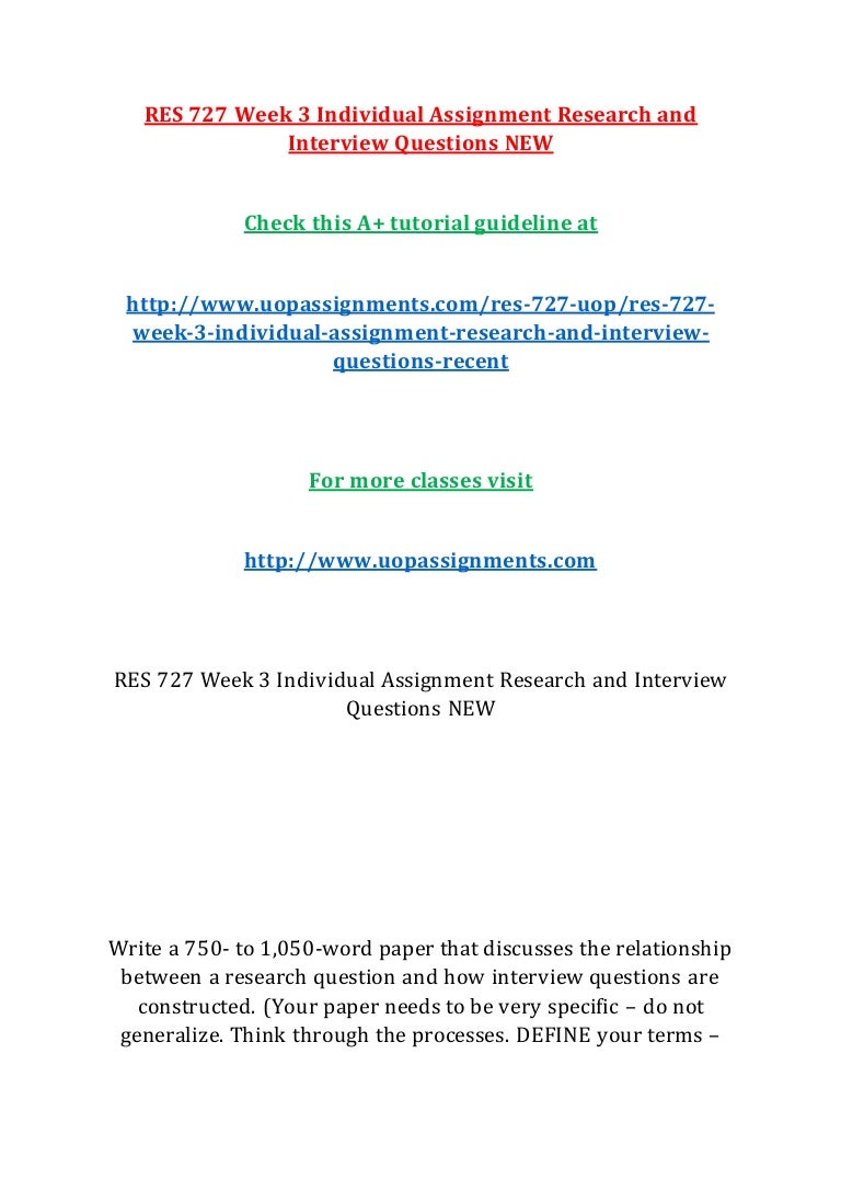 Res 727 Week 3 Individual Assignment Research And Interview Questions