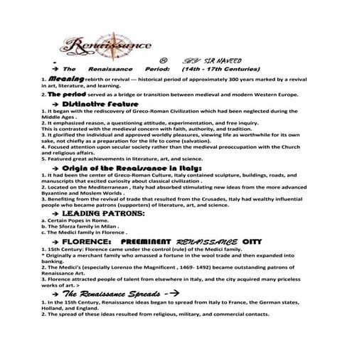 Resainnance notes by sir naveed