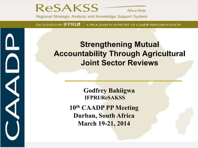 Strengthening Mutual Accountability through Agricultural Joint Sector Reviews