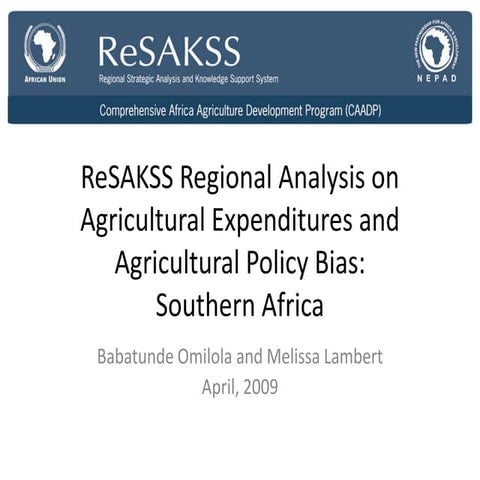 ReSAKSS Regional Analysis on Agricultural Expenditures and Agricultural Polic...