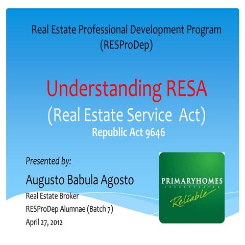 Real Estate Service Act Philippines