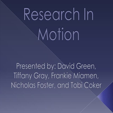 Case Study &quot;Research in Motion&quot;