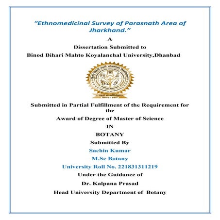 Resarch/Dissertation File on Ethnomedicinal Medicinal Survey of Plant ...
