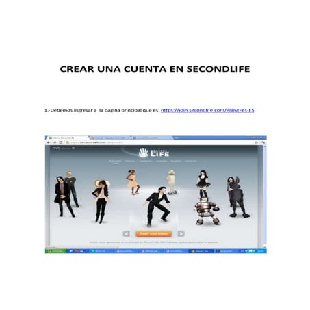 COMO CREAR UNA CUENTA EN SECOND LIFE | DOCX