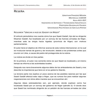 Reseña de periódico