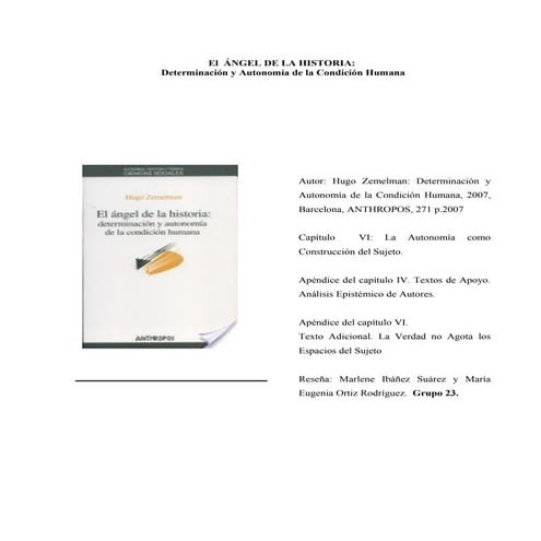 Reseña  el ángel de la historia