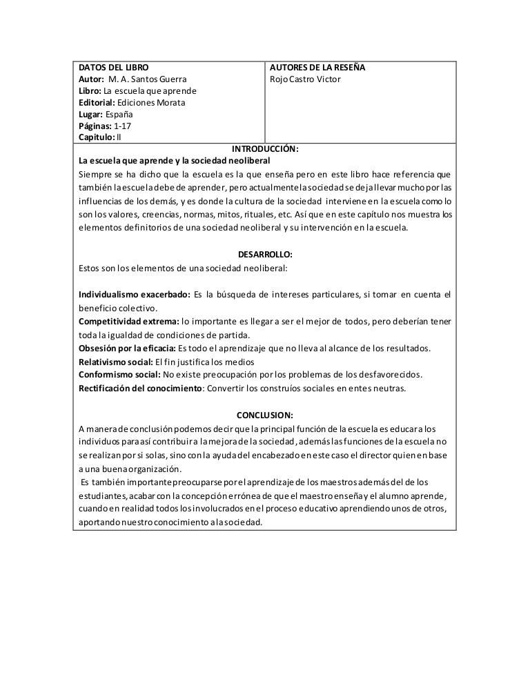 Rese a La escuela que aprende 1 