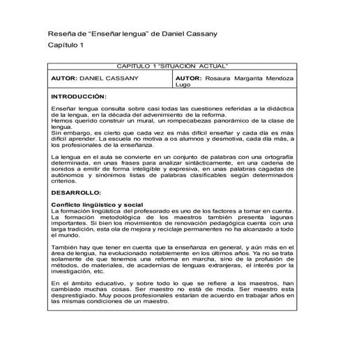 RESEÑA capitulo 1 cassany